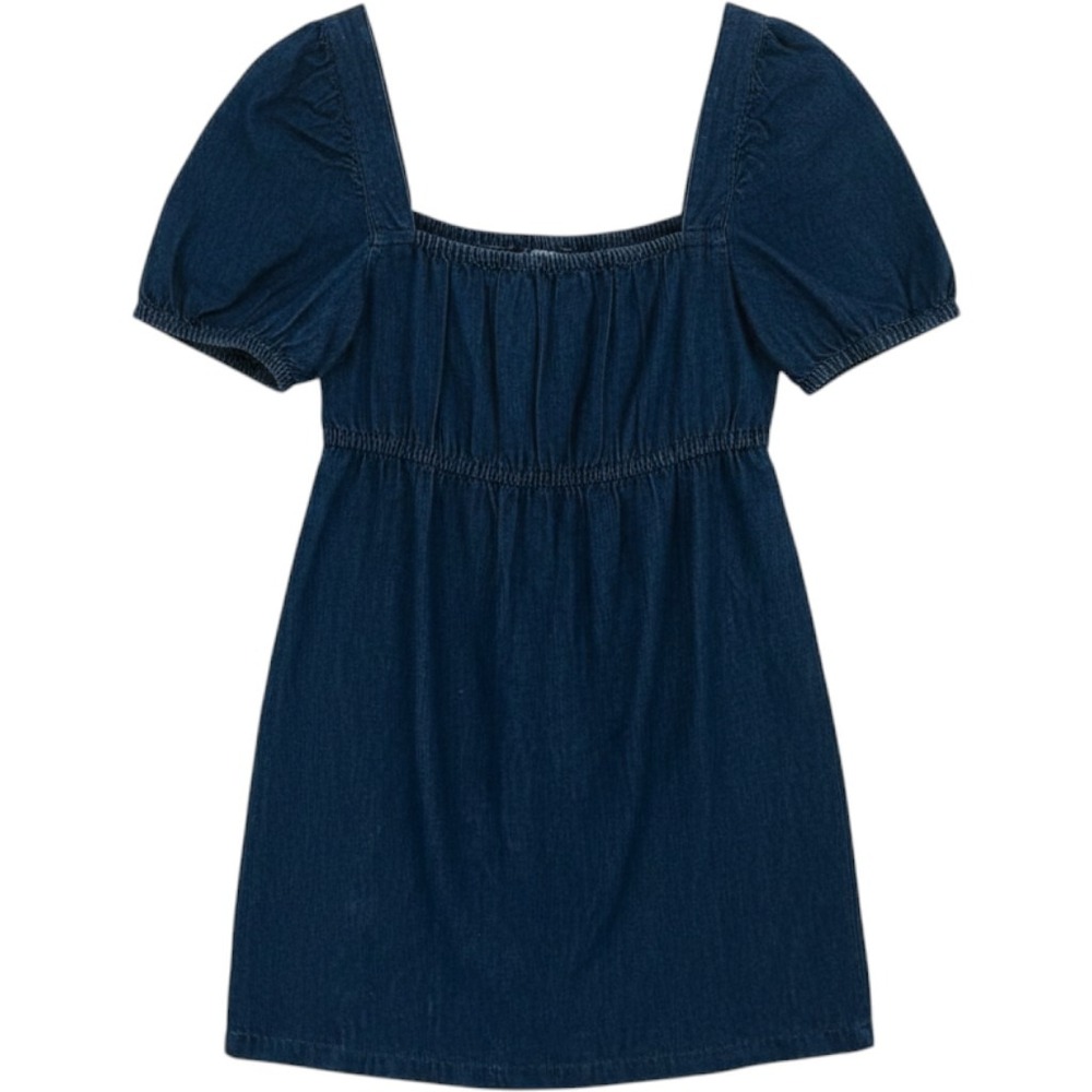 J.Crew NWT Denim Dress Size 18 Cotton Linen Puff Sleeve Square Neck Dark Wash